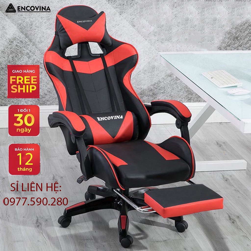 ☽Ghế Gaming - Chơi Game Dày Dặn, Nâng hạ, ngả lưng Gác Chân + Gối Massage Thoải Mái Chính Hãng BH 1 Năm