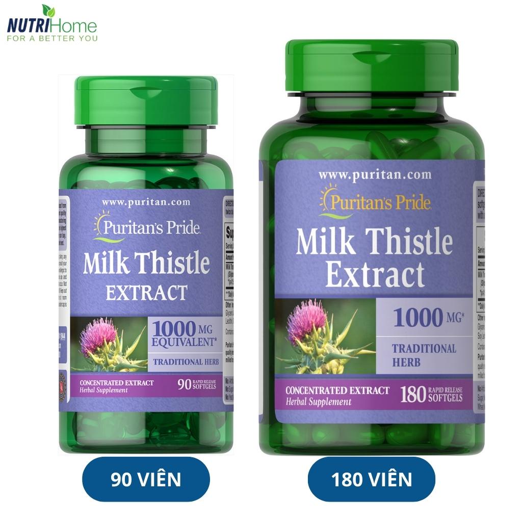 Viên uống Milk thistle 1000mg Puritan’s Pride bảo vệ tế bào gan, chống oxy hóa, hỗ trợ thải độc gan (Nutri Home)(90 viên