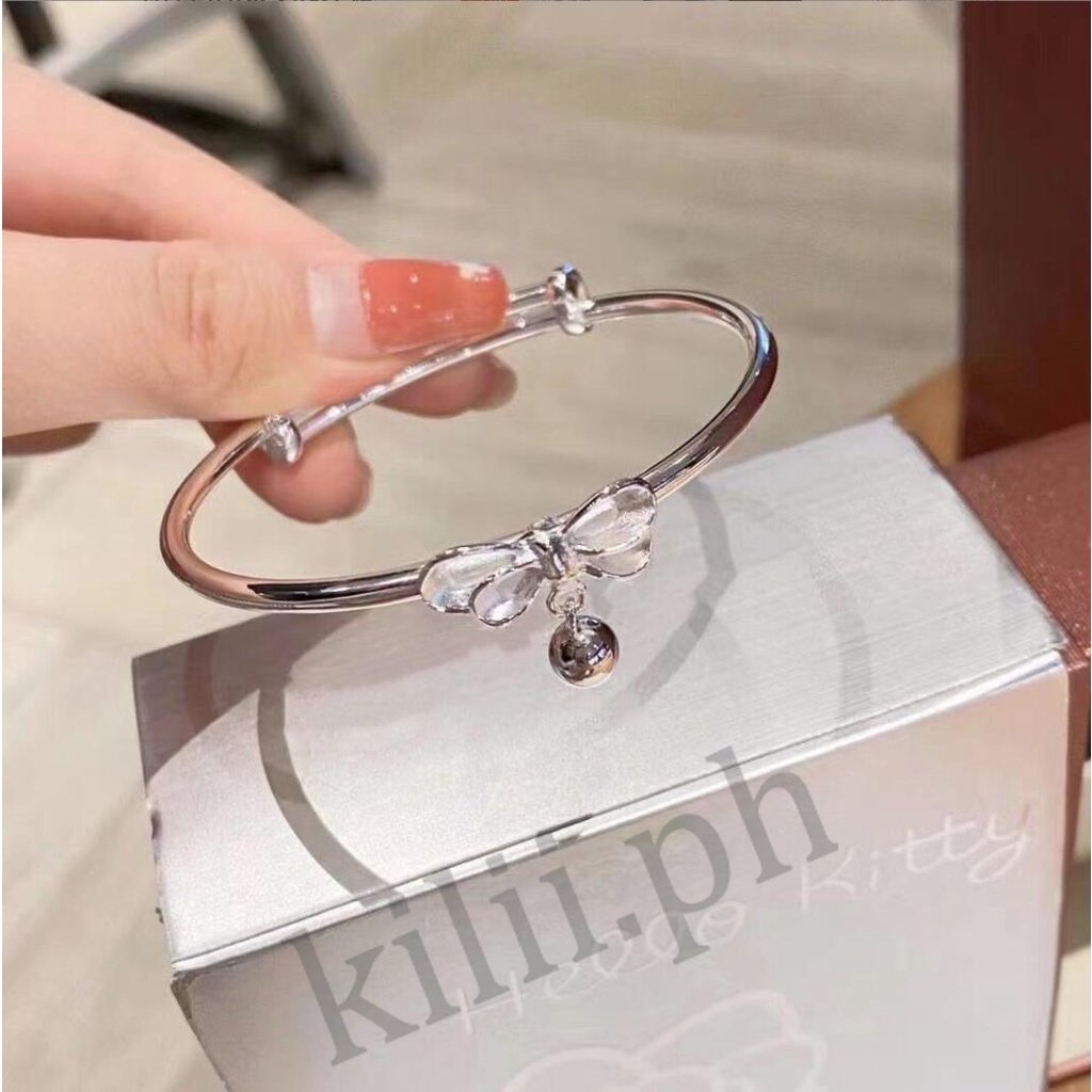 Kilii Vòng Tay Bạc Đính Nơ Và Chuông Thời Trang Cho Nữ