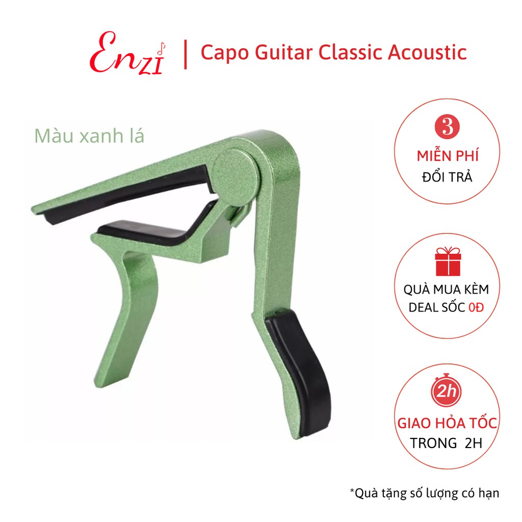 Kẹp capo nhỏ guitar classic acoustic kim loại màu xanh lá Enzi lên tông hạ tông dùng cho mọi loại đàn ghita