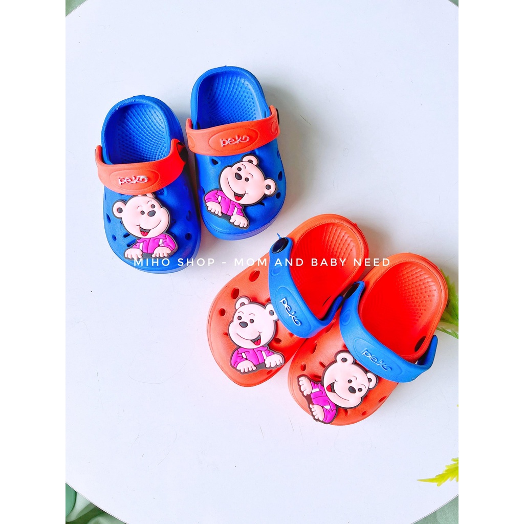 Dép Sục Peko Sticker Gấu Siêu Nhẹ Mềm Êm Chân Cho Bé Trai Bé Gái