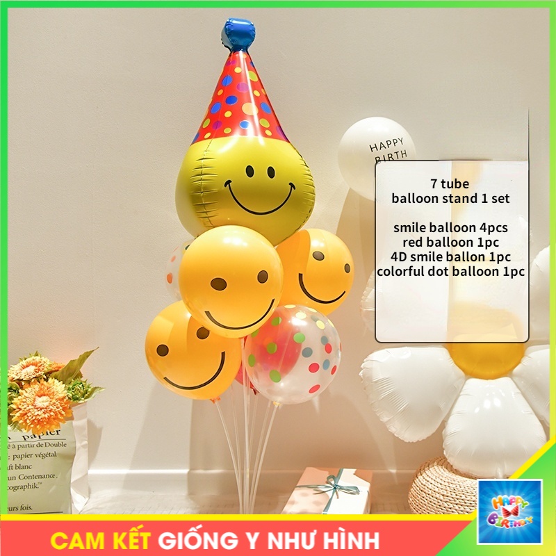 Set bóng trang trí sinh nhật Handmade kiểu Hàn Quốc hình hoa cục [Tặng kèm BƠM + KEO DÁN]
