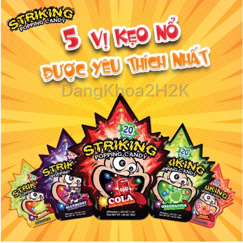 Thùng 48 gói - Kẹo nổ Striking Hongkong 30gr