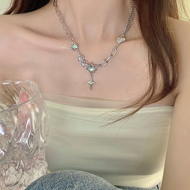 Vòng cổ Bằng Thép Titan Hình Mắt Mèo Nhiều Màu Sắc Phong Cách Hàn Quốc Cho Nữ