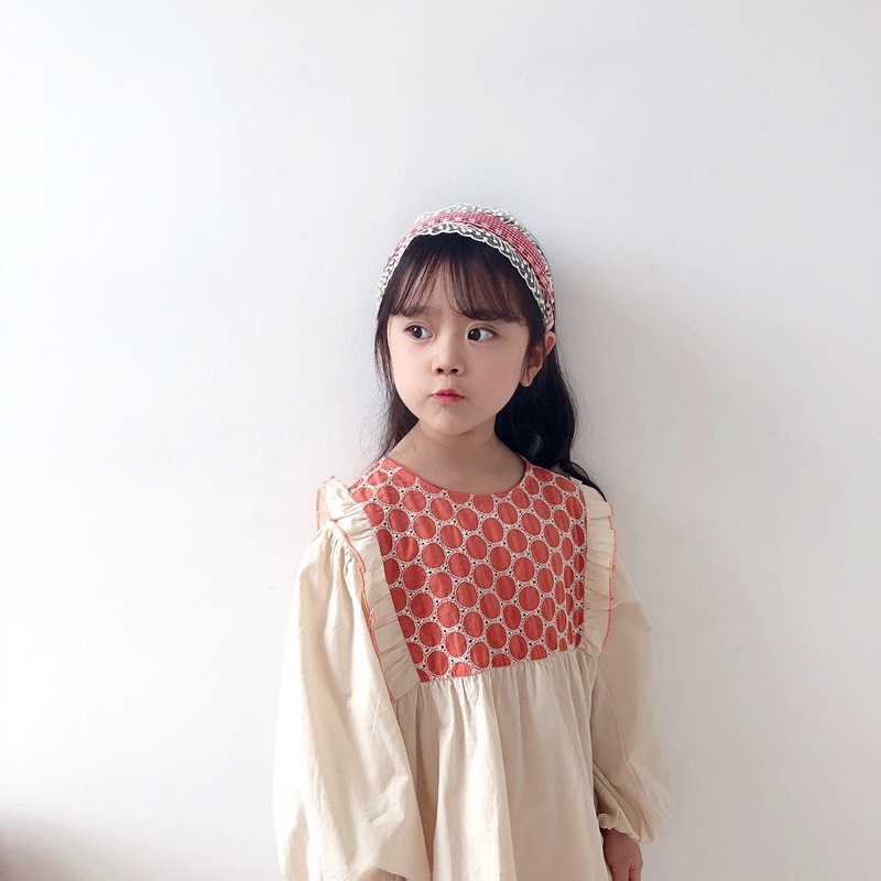 Bờm cài tóc bé gái viền ren vintage phong cách Hàn Quốc, phù hợp với bé đi chơi, dã ngoại, chụp hình