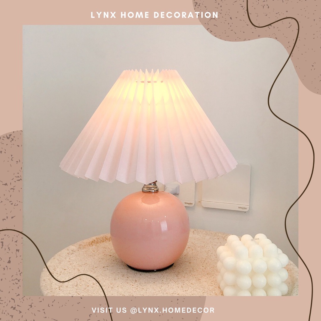 Đèn Ngủ Trang Trí Decor Loại 1 đế gốm Lynx Home phong cách Hàn Quốc dễ thương