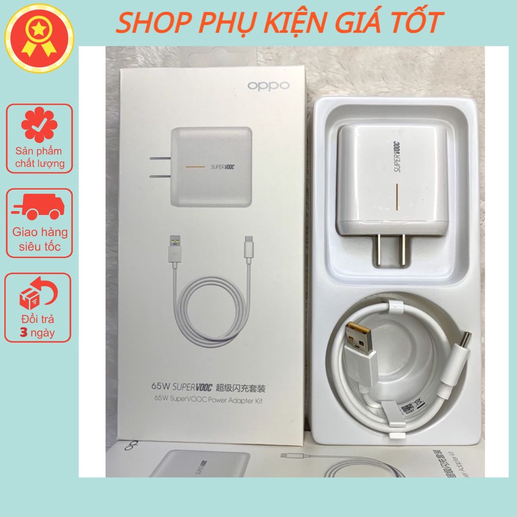 Bộ Sạc Nhanh Oppo SUPER VOOC Chính Hãng, Sạc 65W Chân Type C Bảo Hành 12 Tháng 1 Đổi 1