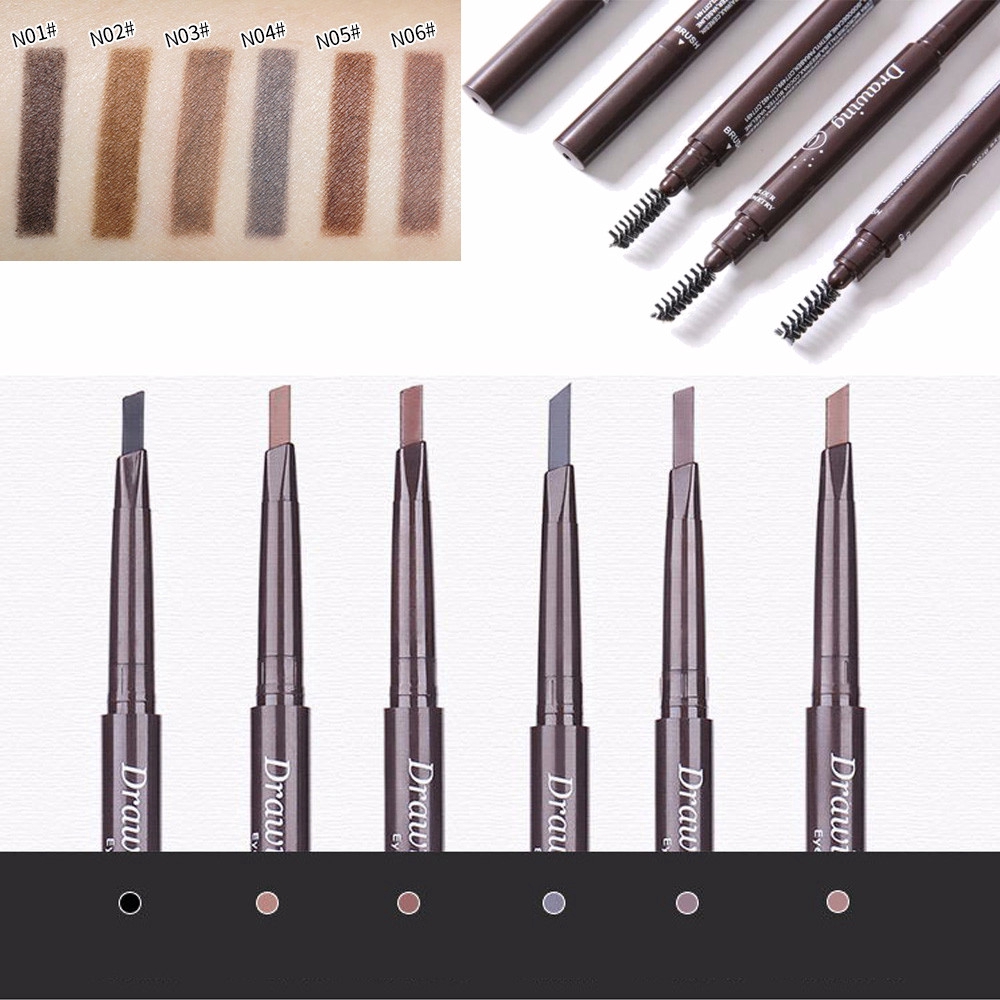 Bút chì kẻ lông mày 2 đầu kèm cọ tự xoay chống nước lâu trôi | BigBuy360 - bigbuy360.vn