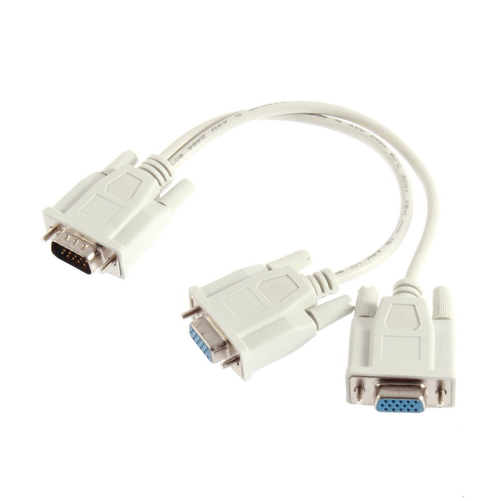 【COD】1 PC to 2 Way VGA SVGA Monitor Dual Video Graphic LCD TFT Y Splitter Cable Lead