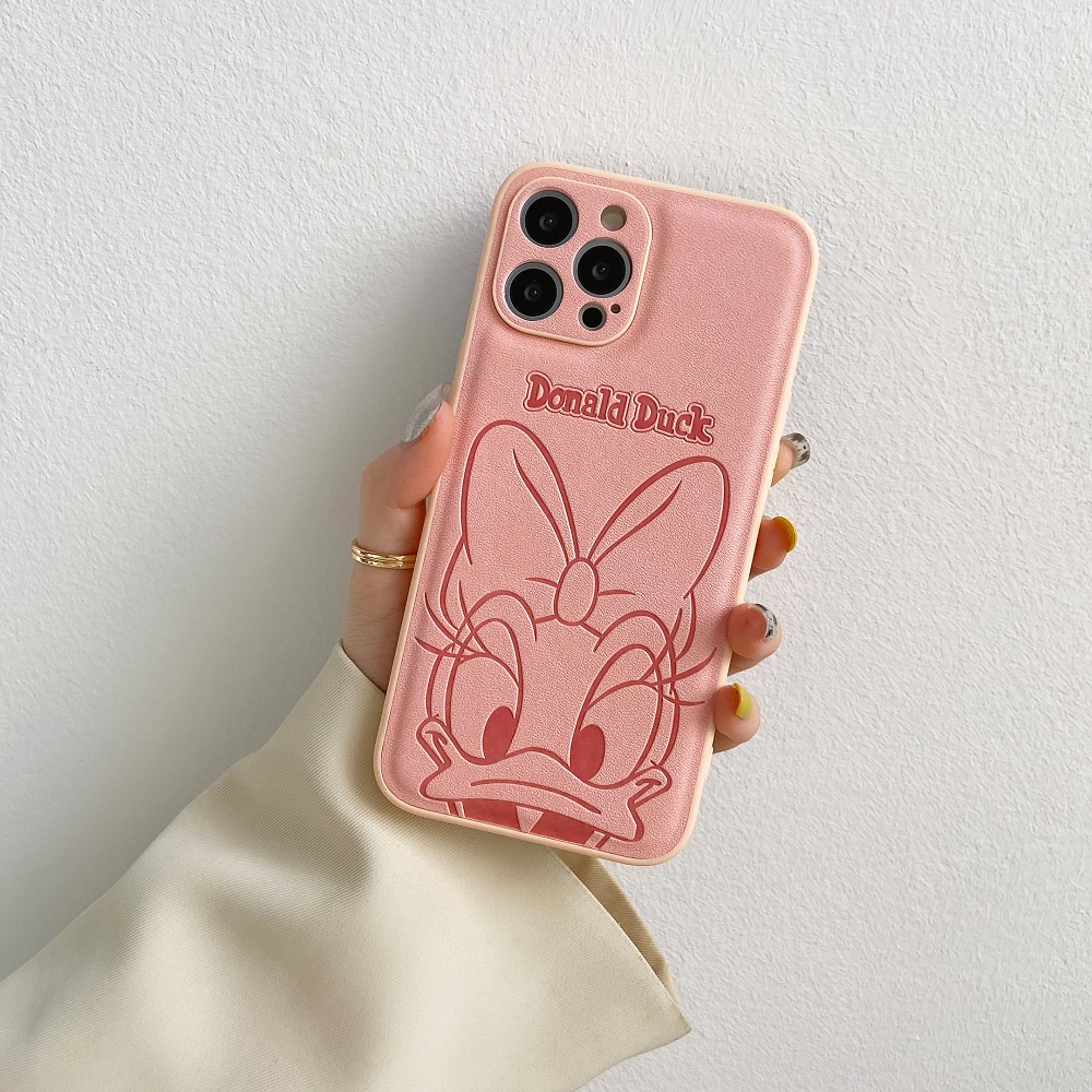 Ốp điện thoại da in hình vịt Donald cho IPhone 12 11 Pro Max XS Max XR X 8 7 Plus