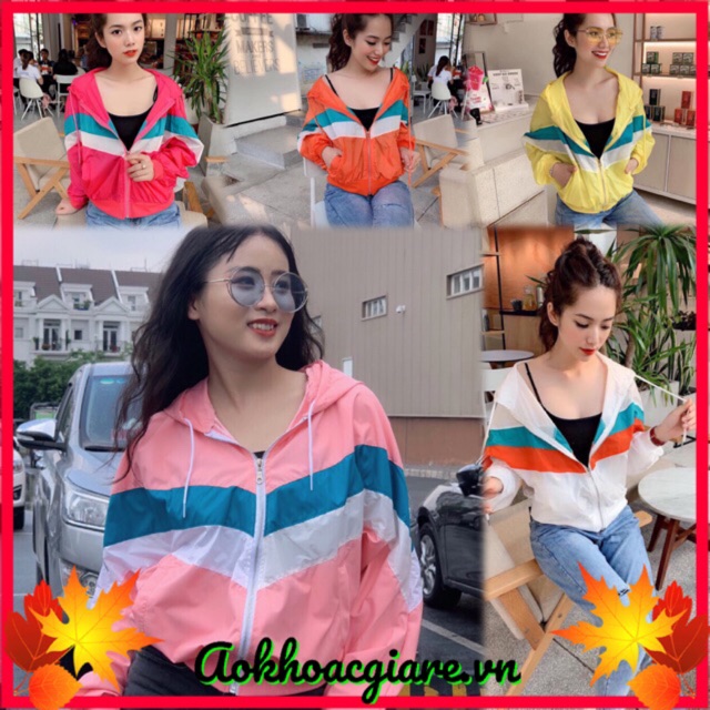 Áo khoác dù cầu vồng cực hot ảnh thật
