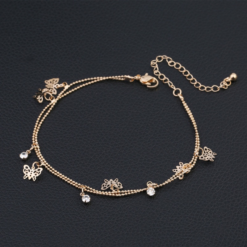 Lắc Chân Hai Lớp Mặt Hình Bướm Phong Cách Bohemian Thời Trang Cho Nữ