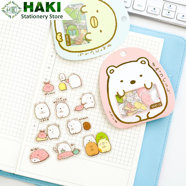 Sticker cute hoạt hình HAKI, hình dán sticker cute 50 miếng trang trí sổ đáng yêu dễ thương giá rẻ ST01