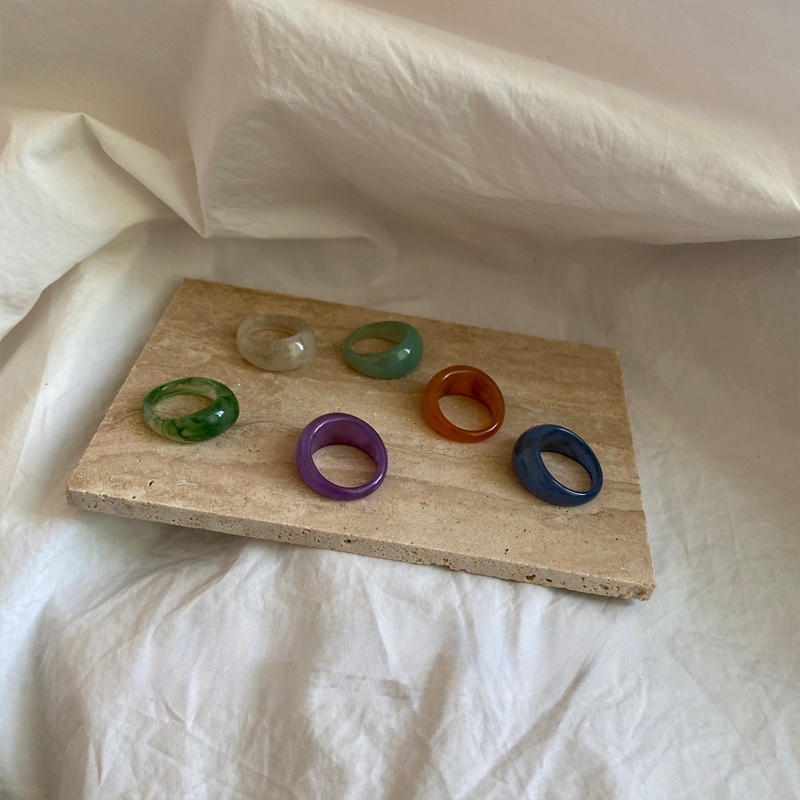 Nhẫn Nhựa Acrylic 17mm Màu Hổ Phách Phong Cách Hàn Quốc Cho Nữ