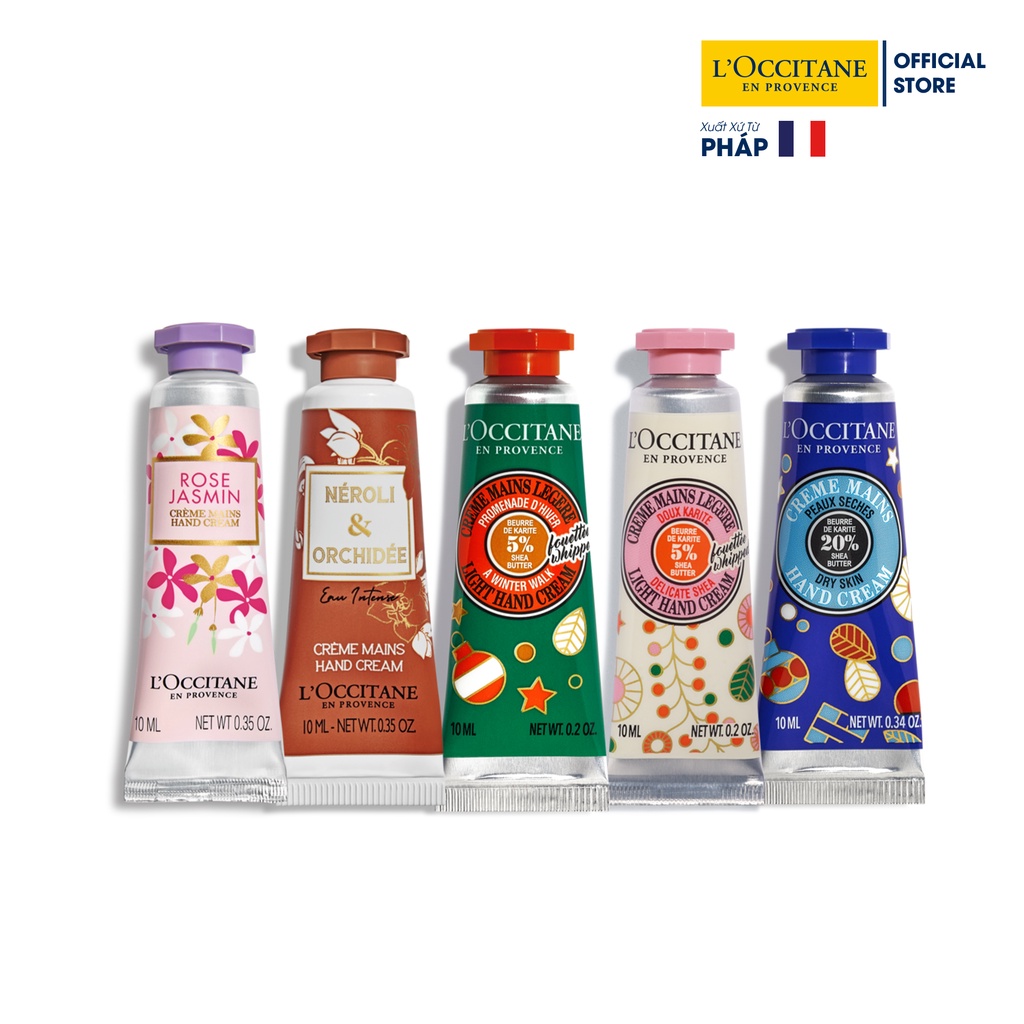 Bộ 5 tuýp kem dưỡng tay L'Occitane Hand Cream Set 10ml/tuýp hương ngẫu nhiên