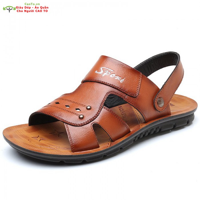 Dép Sandal Robin Leather Nâu Big Size 45-46-47-48