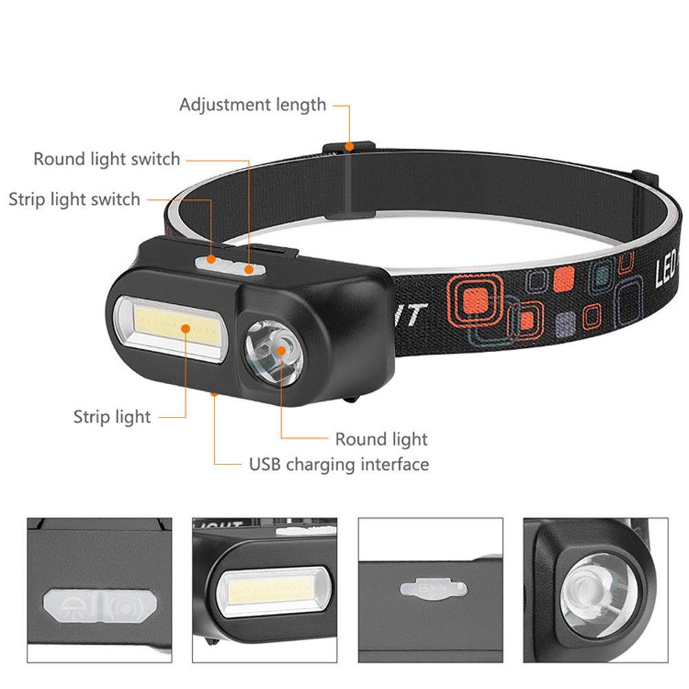 Đèn LED Đội Đầu XPE + COB Kèm Dây Cáp Sạc USB Tiện Dụng