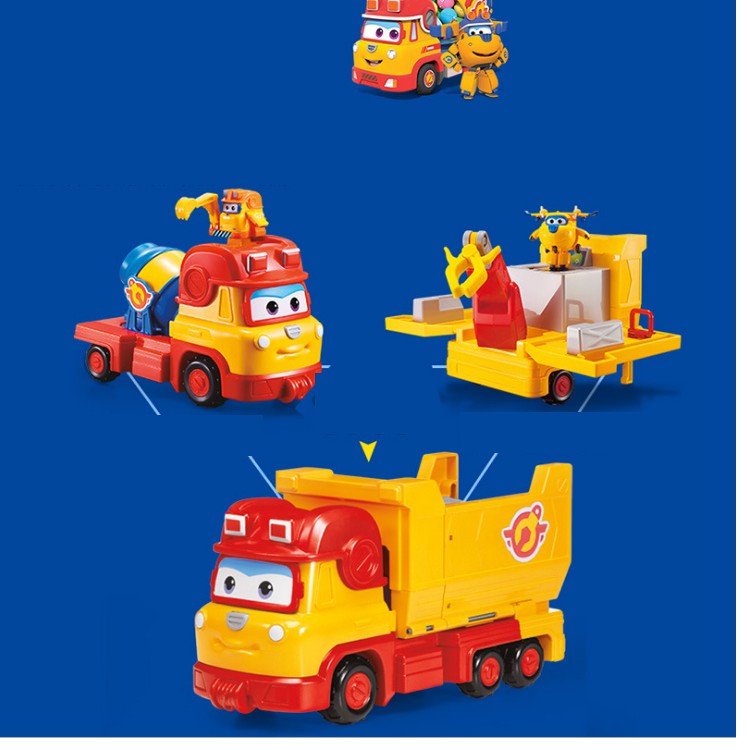 Siêu xe công trình khổng lồ và máy bay donnie thông minh cỡ nhỏ đồ chơi mô hình nhân vật super wings đội bay siêu đẳng