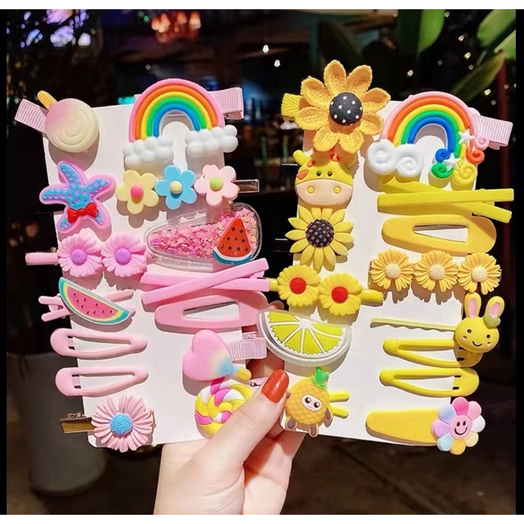 [14 Cái Set] Bộ Kẹp Tóc Trẻ Em | Kẹp Tóc Hình Vỏ Sò, Sao Biển, Cầu Vồng | Cô Gái Dễ Thương Kẹp Tóc Hoạt Hình