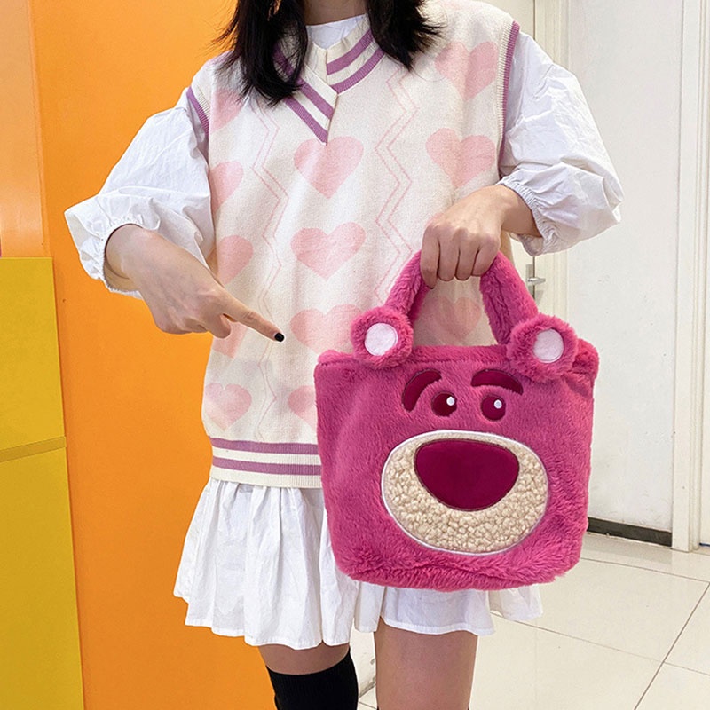 Túi tote xách tay YADOU phủ bông họa tiết nhân vật hoạt hình dễ thương