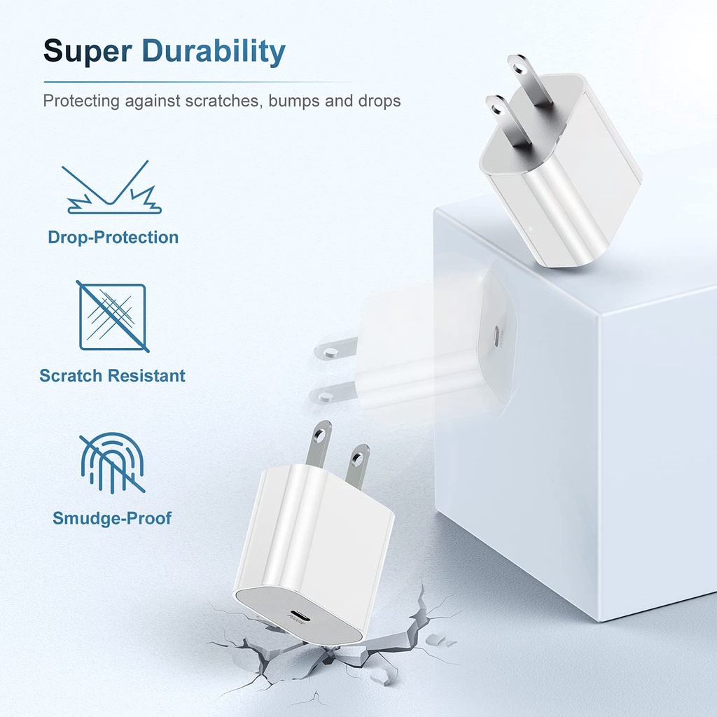 Anytrox Bộ Củ Cáp Sạc Nhanh PD 20W USB C dây sạc type c sạc nhanh Cho iP 7 8 X 11 12 13 US EU