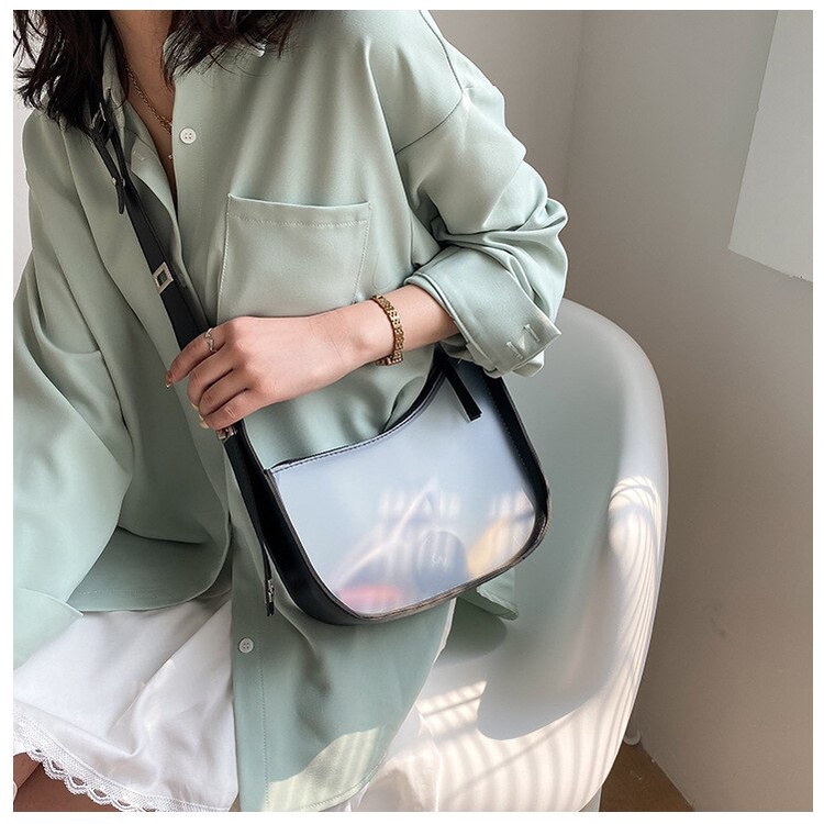 Túi đeo chéo JASMIN NOIR bằng da PU hình vuông cỡ nhỏ kiểu dáng đơn giản thời trang cho nữ