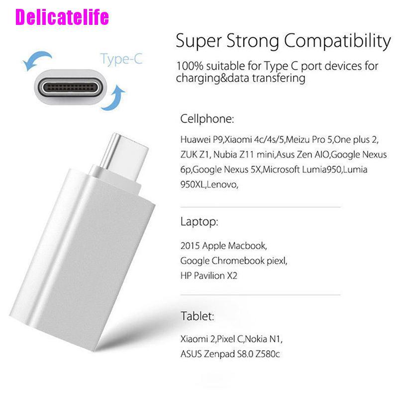 Đầu Chuyển Đổi Từ Type C Sang Usb-A 3.0 Female Sang Usb C 3.1 Cho Mac Nexus 5x 6p