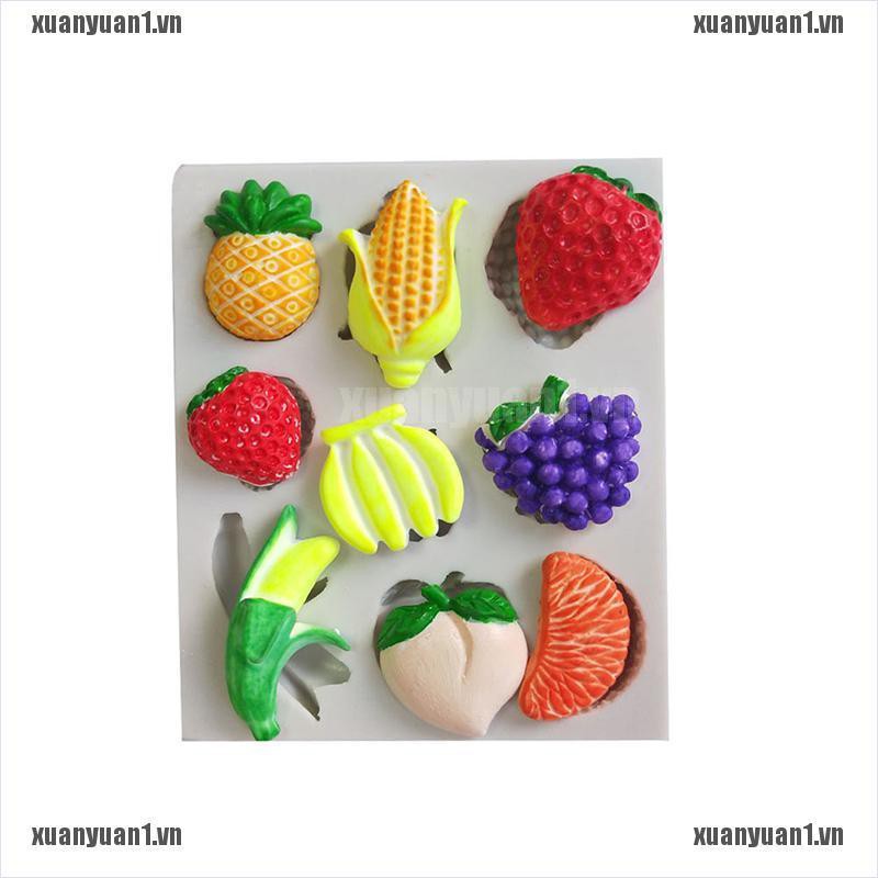 [XUANYUAN1] Khuôn silicone Làm Bánh Kẹo Socola Trang Trí Dòng Trái Cây