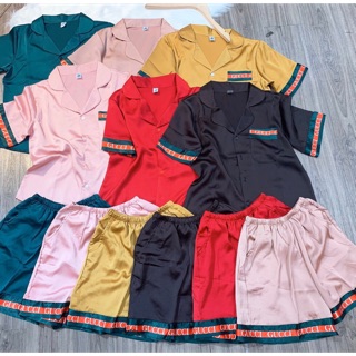 BỘ LỤA SATIN TRƠN CHỮ GUCCI