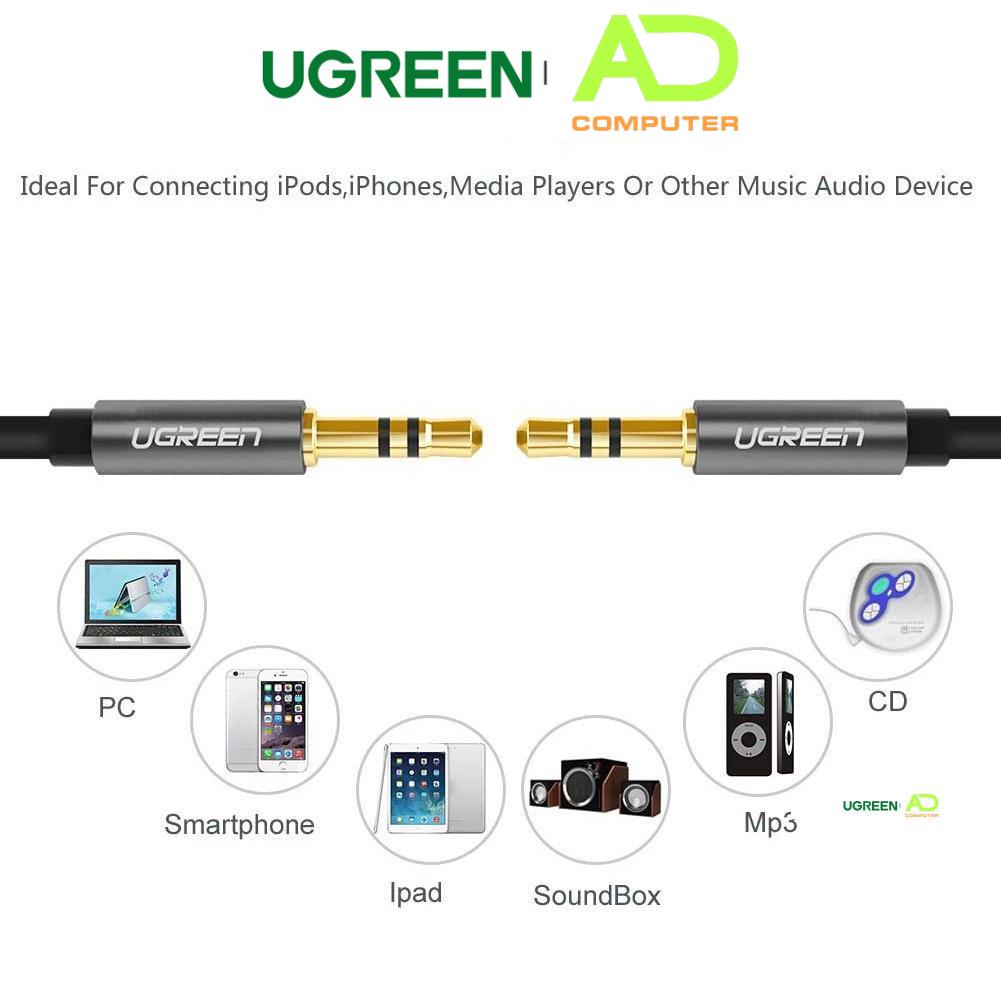 Dây Audio 3.5mm tròn mạ vàng 24K, TPE cao cấp UGREEN AV119 - Hàng phân phối chính hãng - Bảo hành 18 tháng