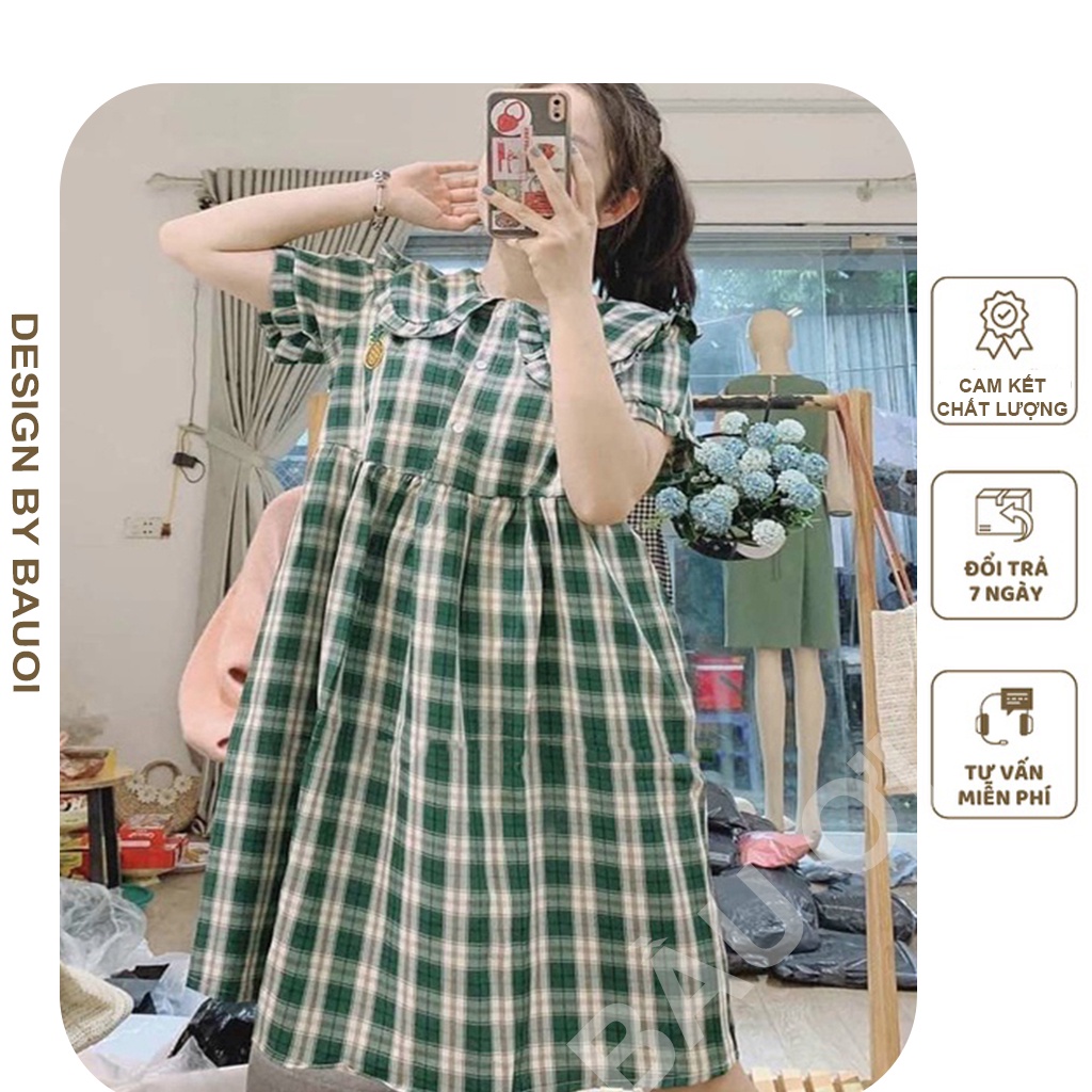 [BAUOII V17]VÁY BẦU CÔNG SỞ - ĐẦM BẦU KẺ CARO DÁNG XUÔNG TRẺ TRUNG , CHẤT LIỆU MỀM MÁT MẶC THOẢI MÁI