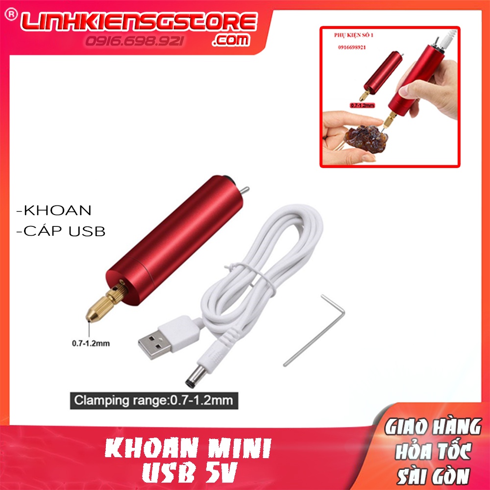 Máy khoan Mini Cầm Tay Nguồn Usb 5V Công Suất Cao Rũa Móng..