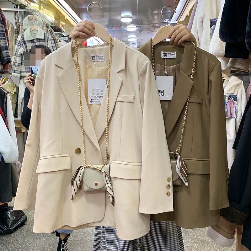 (Hàng Đẹp)Ảnh thật 6 hình cuối-HC405. Áo blazer thu đông kèm túi xích cá tính