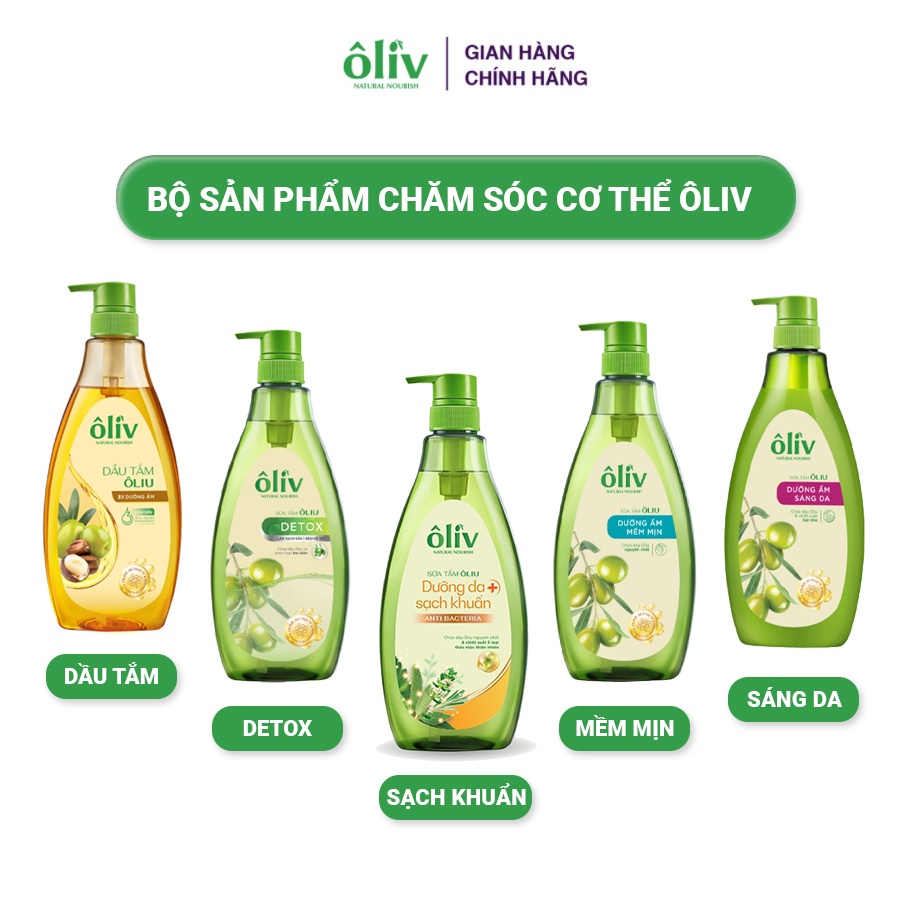 Combo Sữa Tắm Ôliv Detox 650ml + Sữa Tắm Ôliv Sáng da 250ml