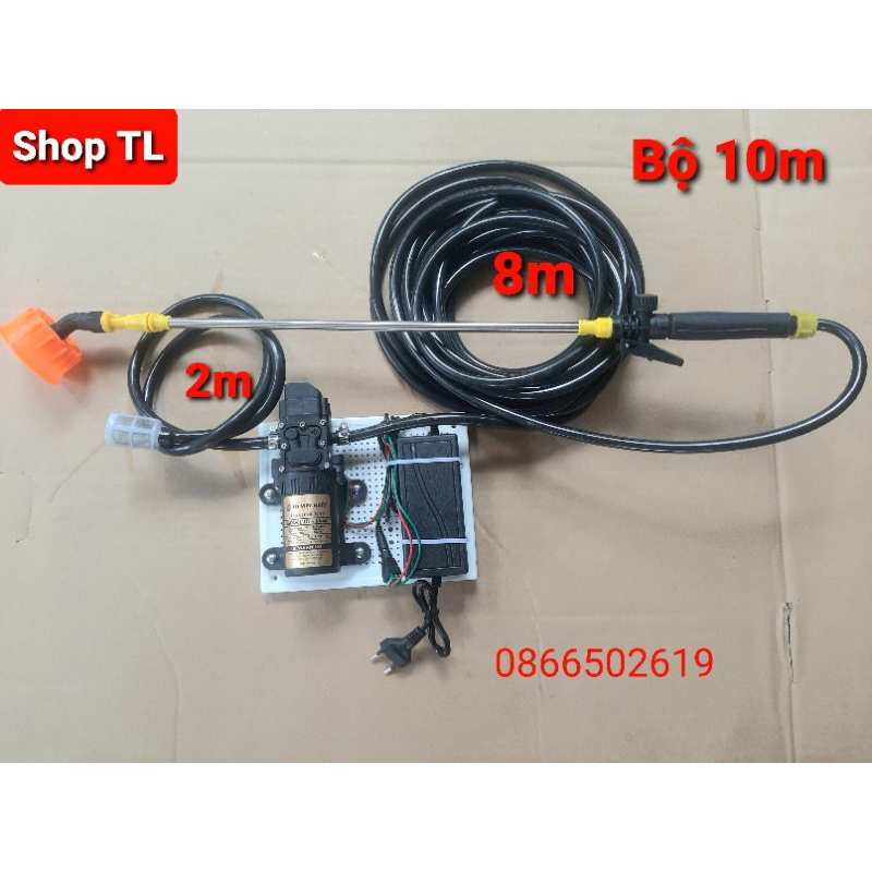 Bộ máy phun tưới cây mini12V  - cần inox tút dài 1.2m