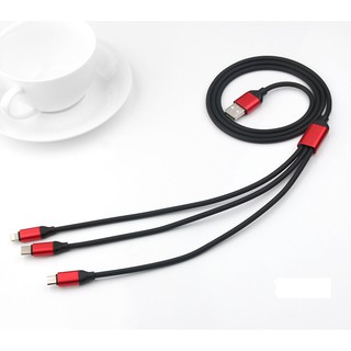 Cáp sạc 3 đầu Lighting - Micro USB - Type C