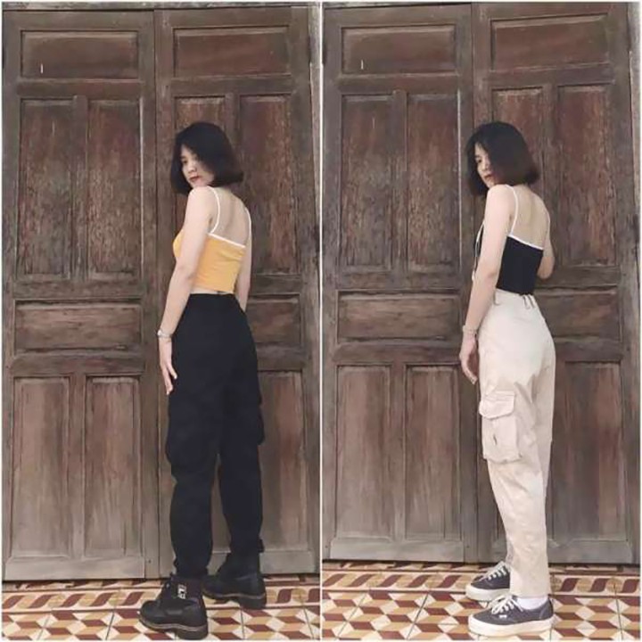 Quần kaki túi hộp lưng thun - Box pants unisex (Màu tan)