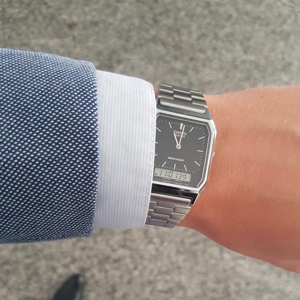 Đồng hồ unisex dây kim loại Casio Anh Khuê AQ-230A-1DMQ