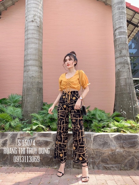 Áo rút ngực vải kate croptop tay bo phồng Z5U s