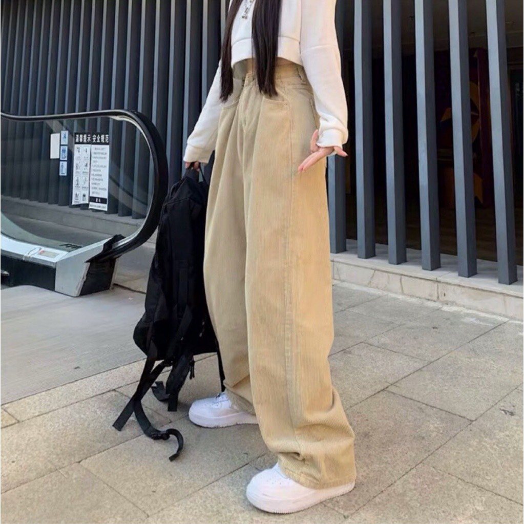Quần DÀI Ống Rộng GÀI EO NHUNG Ulzzang Unisex 1hitshop