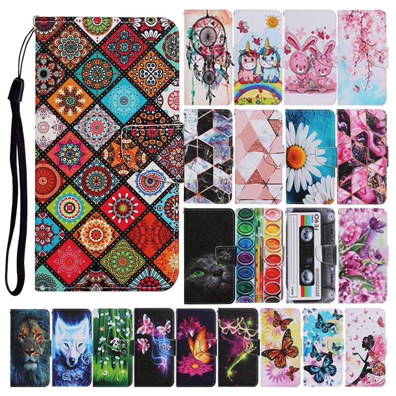 Case on For Samsung Galaxy M31 M31s M317F M315F M 31 S Leather Flip Stand Phone Cover Funda Cute Butterfly Unicorn Flower Capa