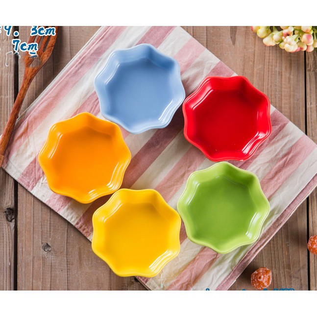 Bát sứ ăn dặm hình vuông, tim, hoa mai sắc màu