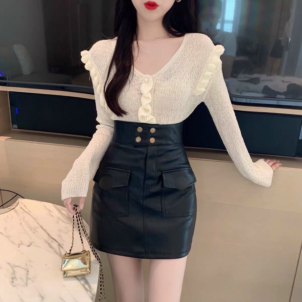 Chân váy da dáng chữ A thiết kế đơn giản hợp thời trang nữ tính 🔥By steven.factory | BigBuy360 - bigbuy360.vn