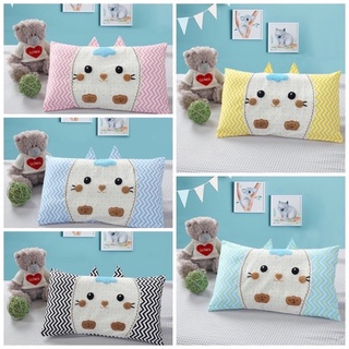 Gối trẻ em hình mèo 100% cotton [𝐆𝟗 𝐁𝐞𝐝𝐝𝐢𝐧𝐠] [An toàn - Êm ái] Kích thước 30x50cm, có vỏ gối cotton 100%, giặt được