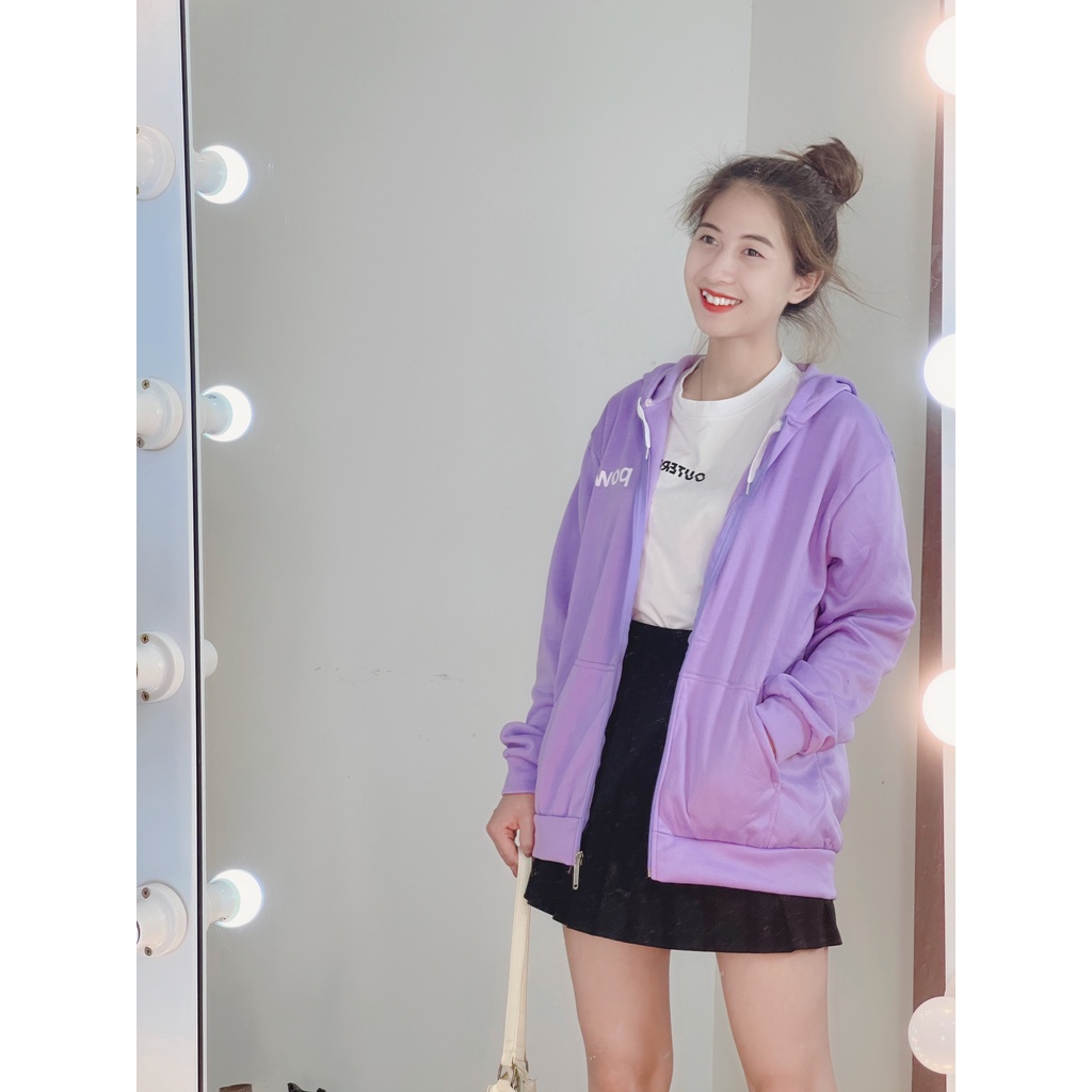 Áo khoác nữ hoodie form rộng có dây kéo chống nắng giữ ấm thời trang 4YOUNG FASHION