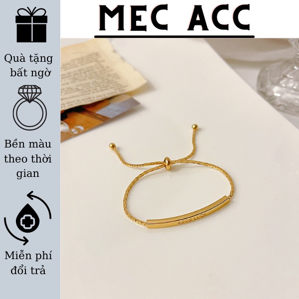 Vòng tay nữ bạc 925 khóa rút LUCKY phong cách Vintage chất liệu mạ vàng 14k T2 Mec Accessories