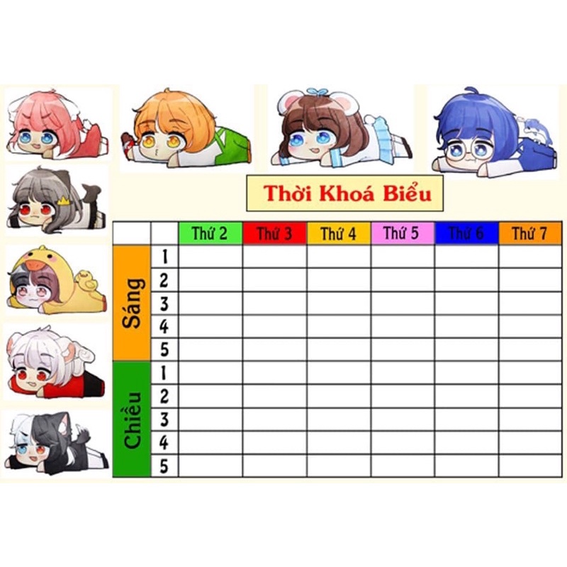 Thời khoá biểu hero team 2 tấm