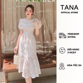Đầm dự tiệc TaNa đầm đuôi cá dáng dài vải xô phối ren mặc đi tiệc cưới, đi tiệc sinh nhật, đi chụp hình D0578