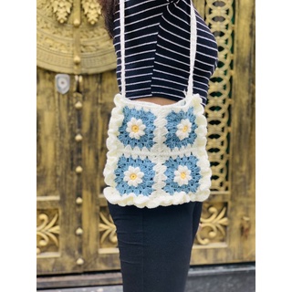 Túi len handmade hot trend - Granny Square Shoulder Bag Crochet