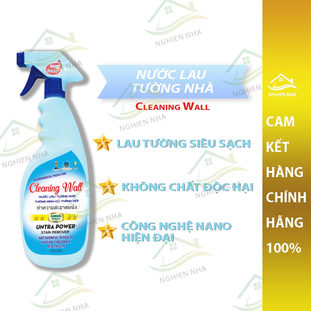 Nước lau tường nhà SIFA999 NGHIEN NHA, làm sạch vết bẩn, tẩy vết ố mốc trên tường nhà, đá hoa cương dạng xịt 650ml